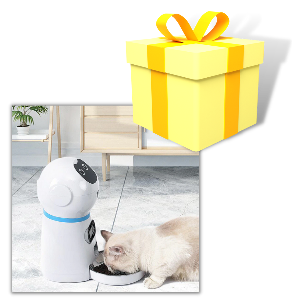 Distributeur automático de comida para animais de estimação Vedaxin com tigela e compartimento de alimentação.