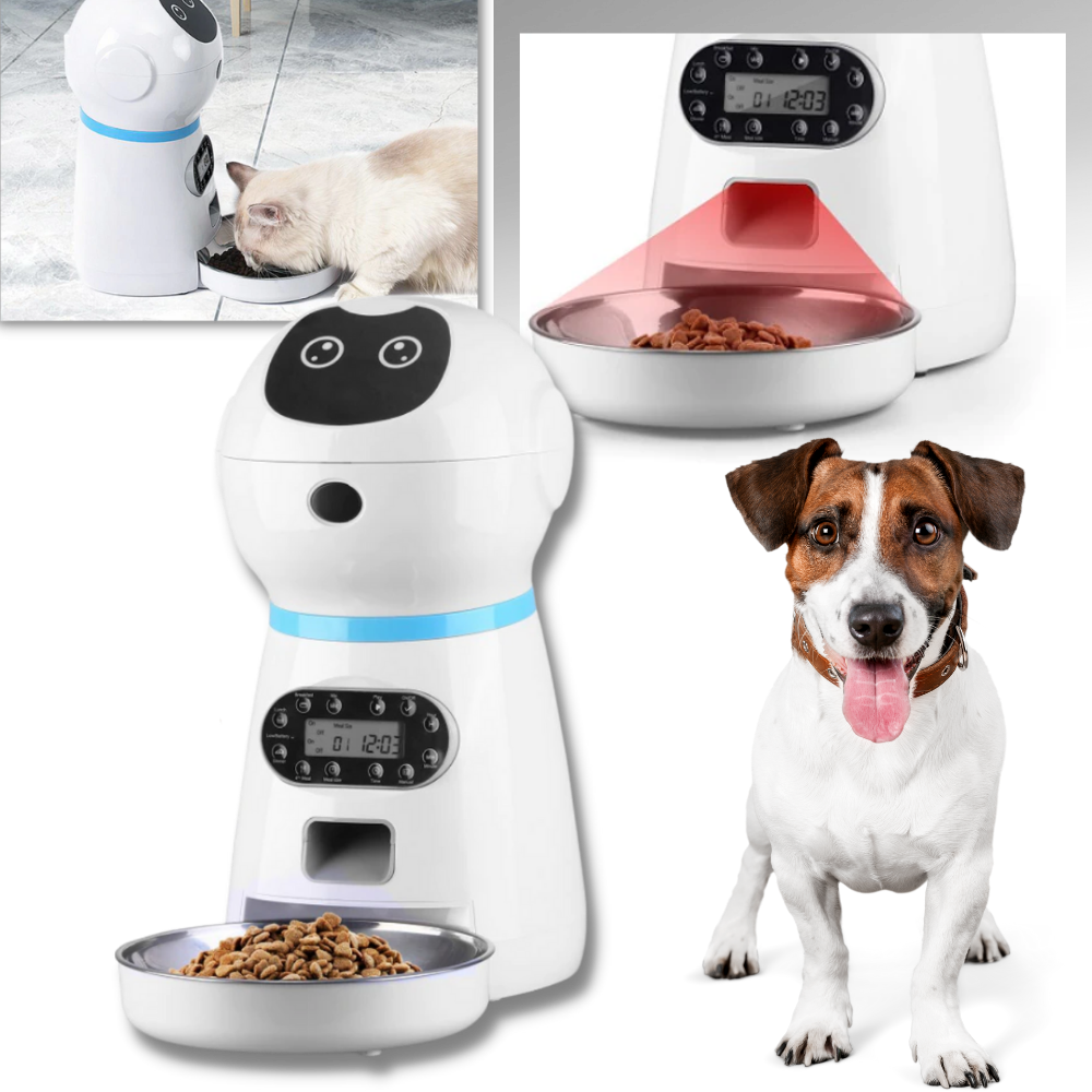 Distribuidor automático de comida para animais Vedaxin, com recipiente para ração e água, ideal para pets.