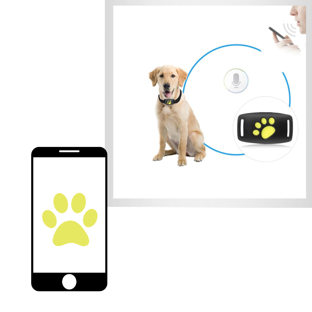 Coleira de rastreamento GPS Aetomce para animais de estimação, visível na imagem, com dispositivo de localização para pets.