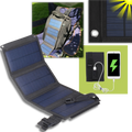 Carregador portátil com painel solar e porta USB da Mdhand, ideal para carregar dispositivos ao ar livre.