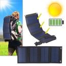 Carregador portátil com painel solar e porta USB da Mdhand, compacto e ideal para recarregar dispositivos ao ar livre.