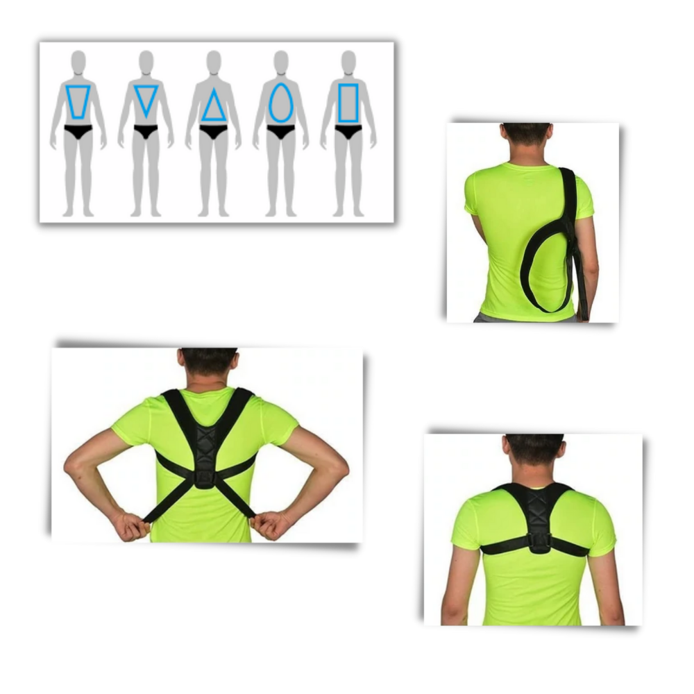 Corrector de postura ajustável da Therarx, suporte para cuidados com as costas, com alças reguláveis e design ergonômico.
