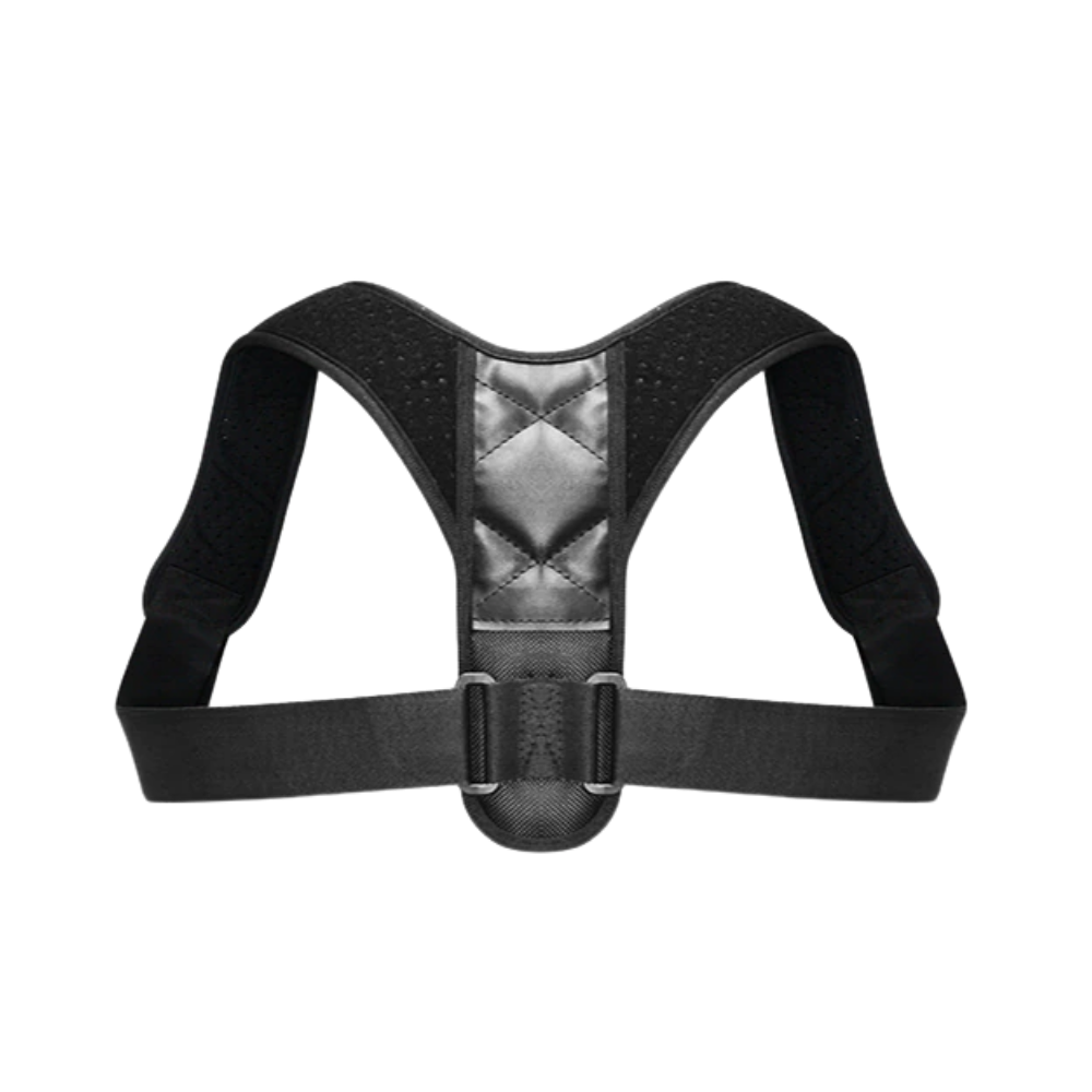 Corretor de postura Therarx preto, dispositivo para cuidado das costas, ajustável e confortável para melhorar a postura.