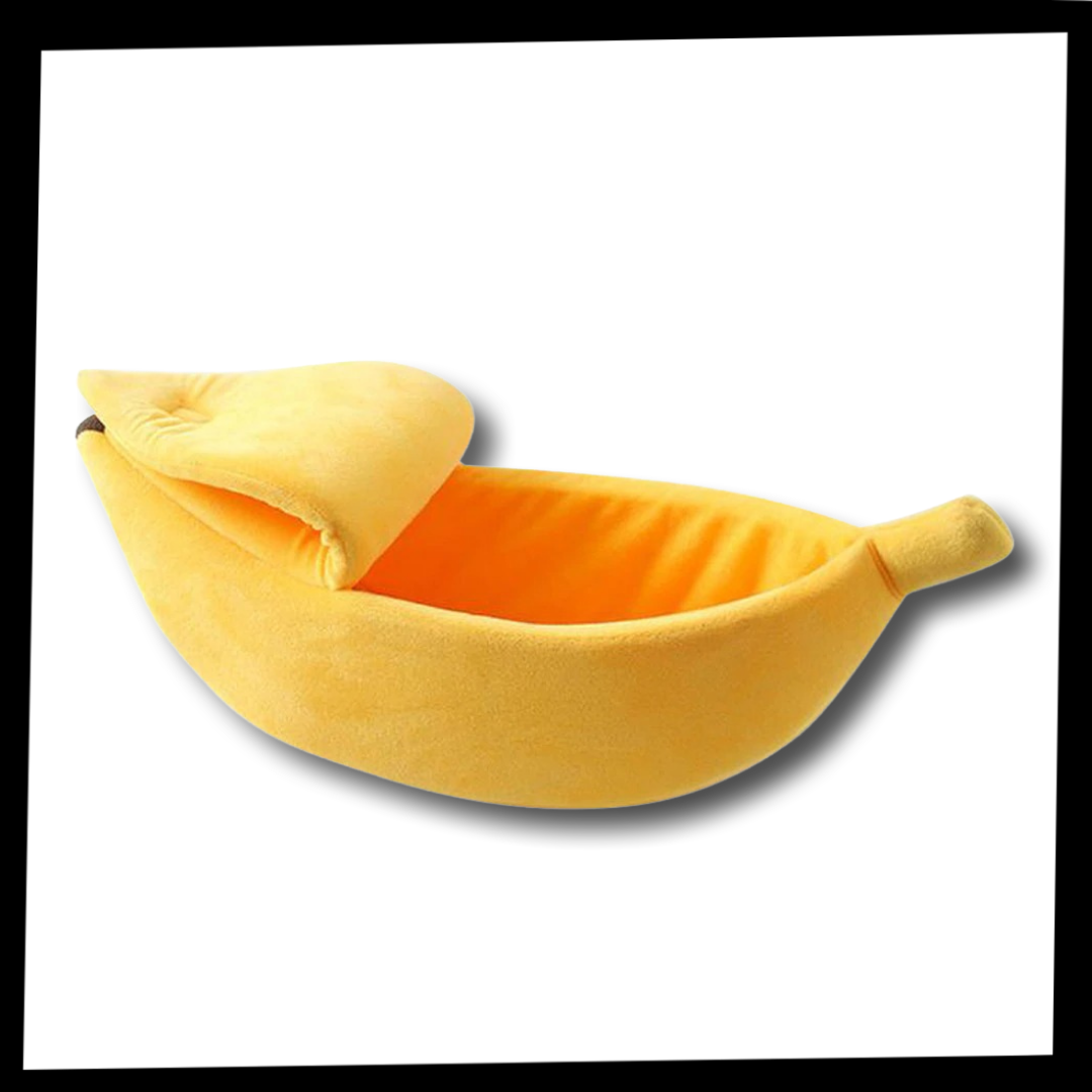 Cesta de banana para animais de estimação, acessório para gatos e cães, marca Eastjing, visual da cesta de forma de banana.