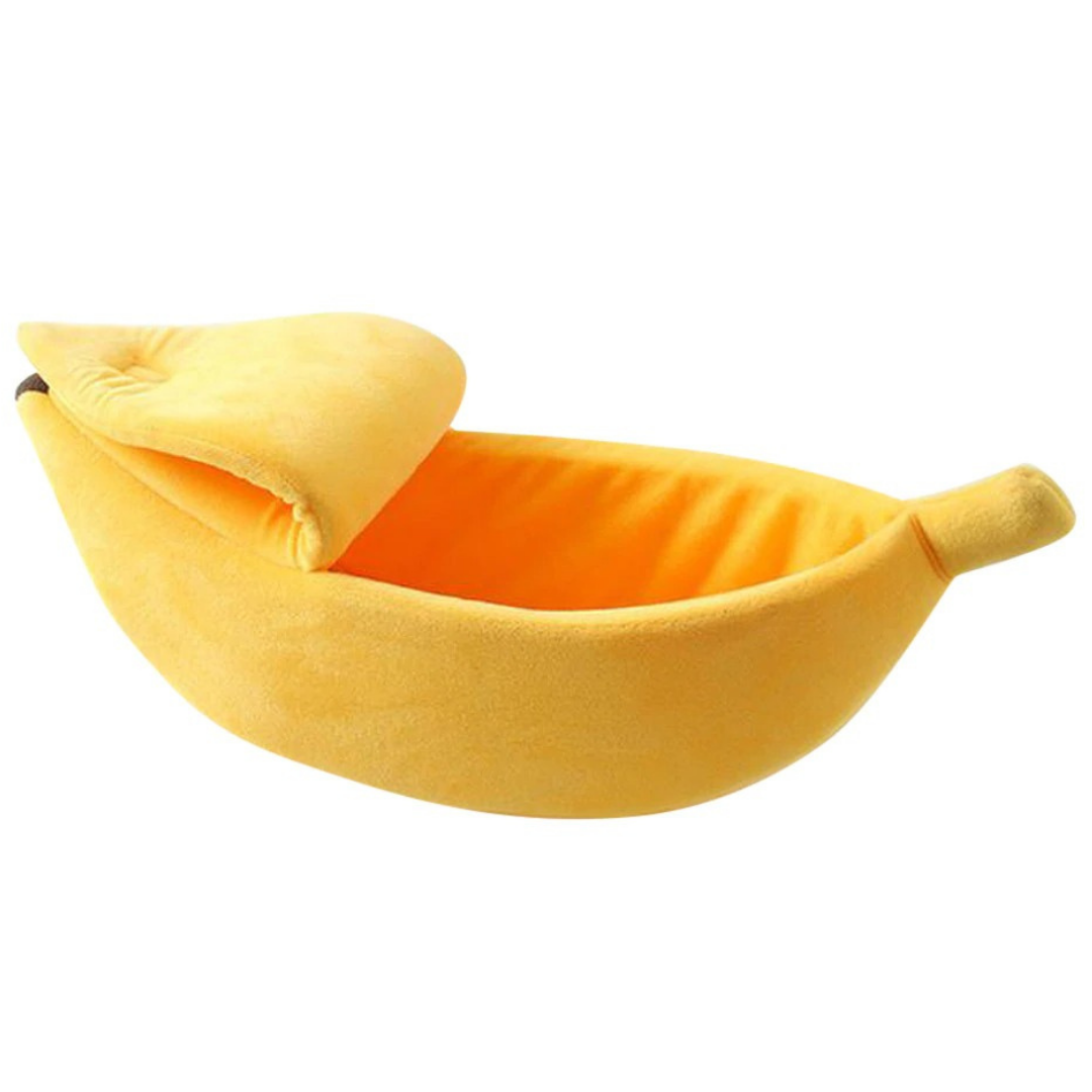 Cesta de banana para pets da Eastjing, acessório amarelo em forma de banana para gatos e cachorros.