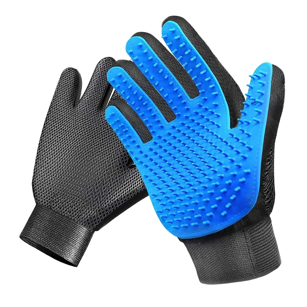 Luvas de higiene para pets da Coutlet, material de toilettagem para animais de estimação, cor azul, par de luvas de limpeza.