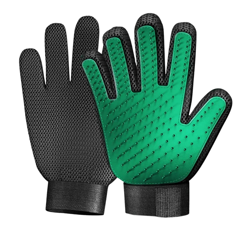 luvas de tosa para animais de estimação da Coutlet, material de toilettagem verde, dupla para cuidados com pets