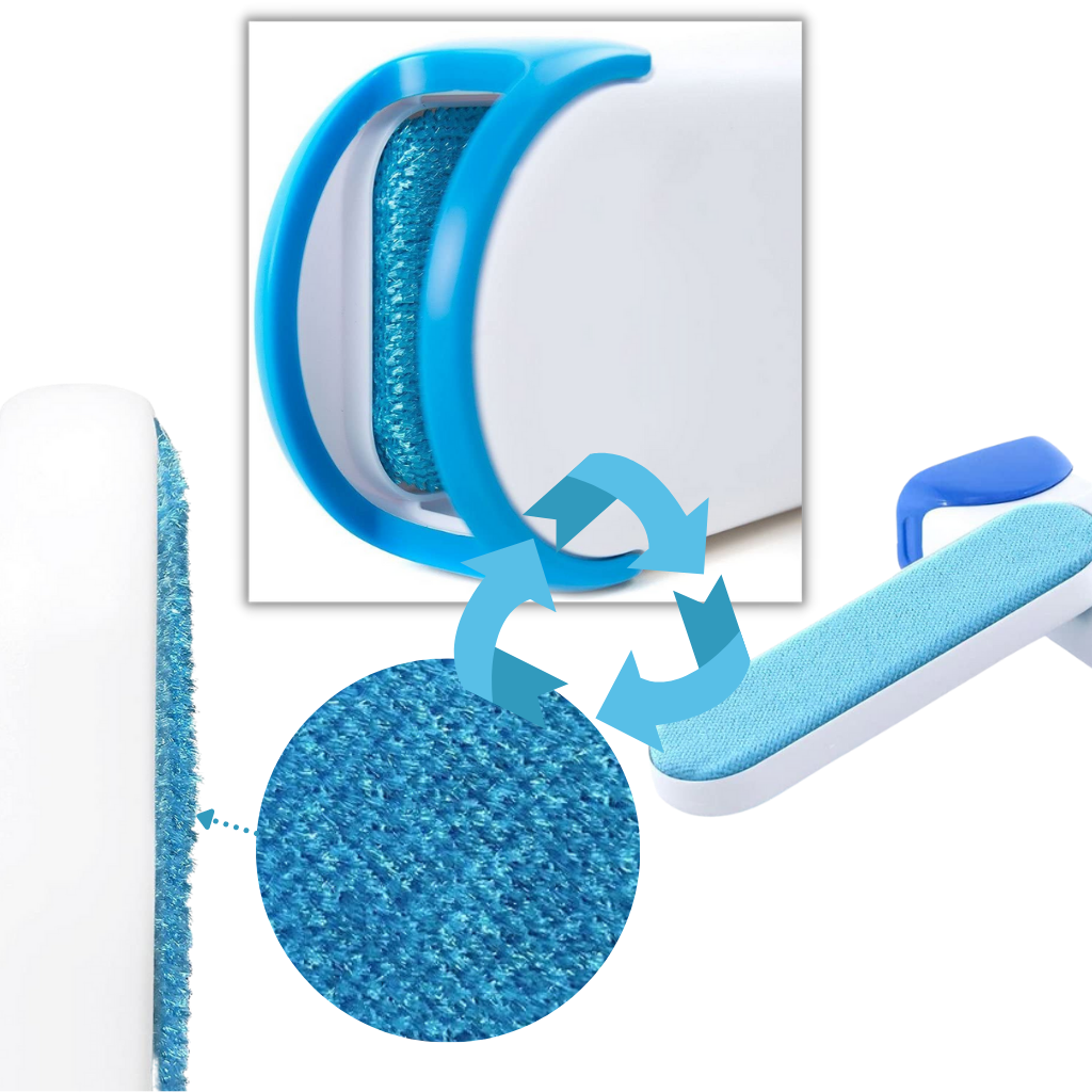 Escova anti-poeira para animais de estimação Smileol, removendo pelos de forma eficiente e ecológica em peles de pets.