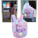 Mochila de pelúcia de unicórnio para meninas, sac à dos Chamair com design fofo e colorido, ideal para crianças.