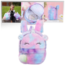 Mochila de pelúcia de unicórnio para meninas, saco a partir de marca Chamair, com detalhes fofos e coloridos.