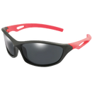 Óculos de sol esportivos polarizados para crianças Trust Optics com faixa ajustável, preto e vermelho, proteção solar para idades 4 a 15 anos.
