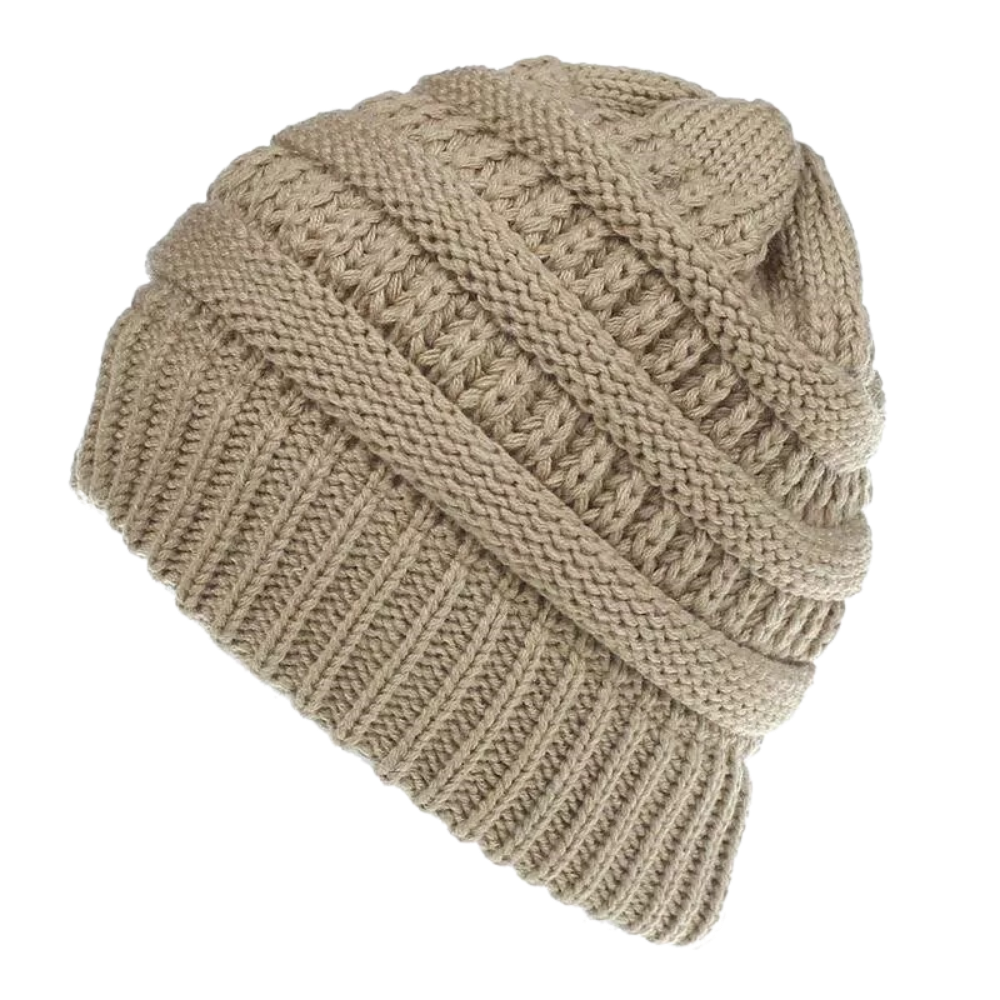 Chapéu boné com buraco para rabo de cavalo e coque, marca Nyfashion101, em tom camel, ideal para inverno, visual moderno e confortável