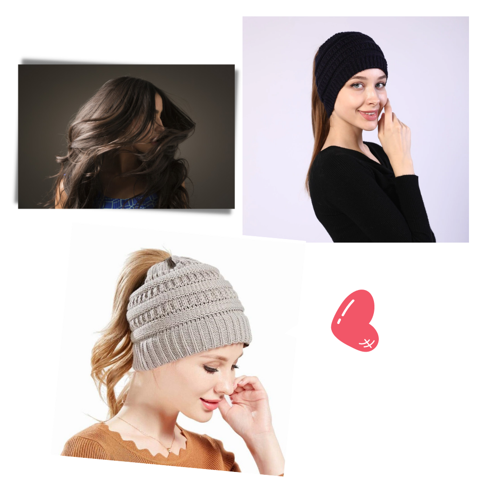 Chapéu boné com abertura para rabo de cavalo e coque, marca Nyfashion101, acessório de inverno para cabelo preso.