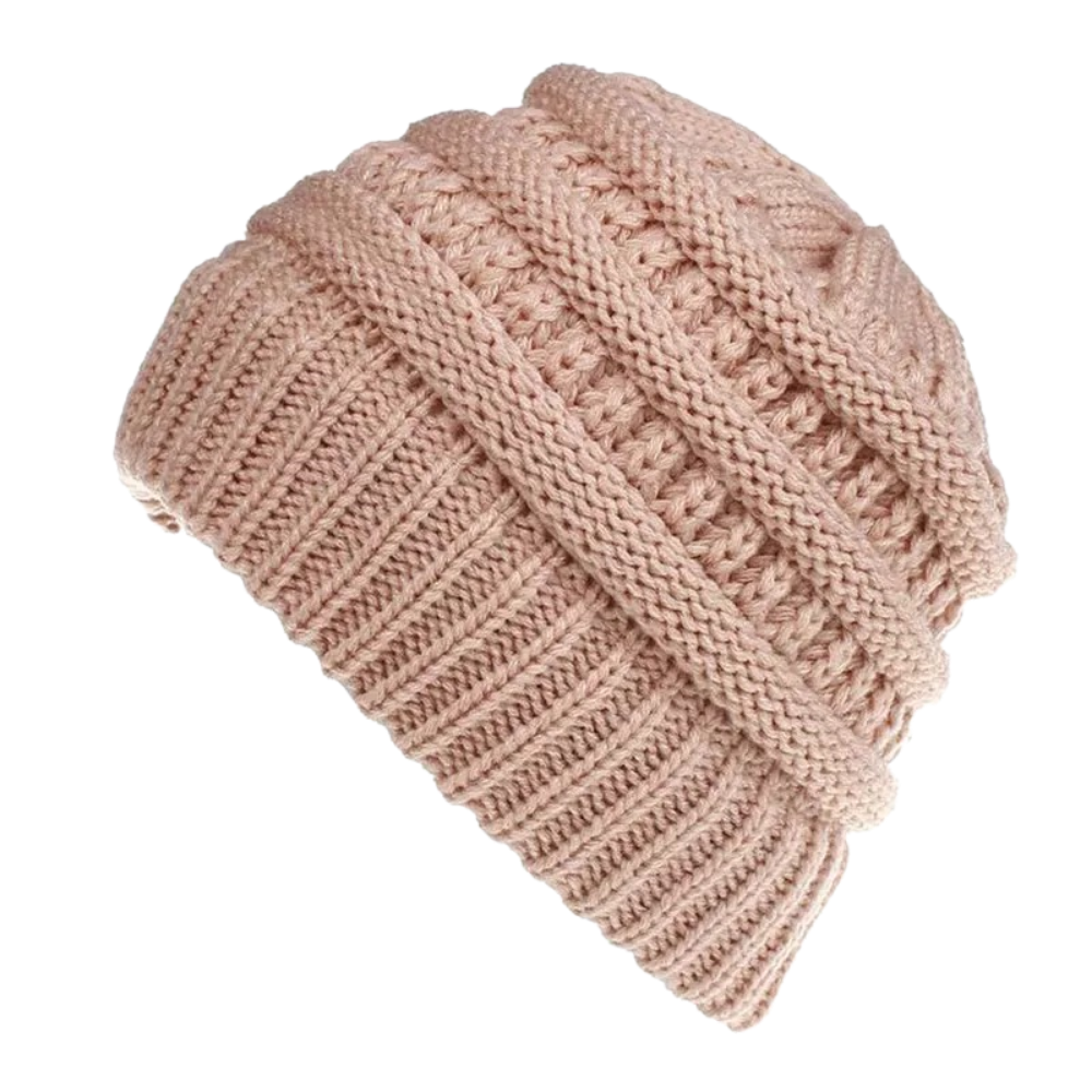 Chapéu boné com buraco para rabo de cavalo e coque, em rosa suave, da marca Nyfashion101, ideal para inverno e estilo casual