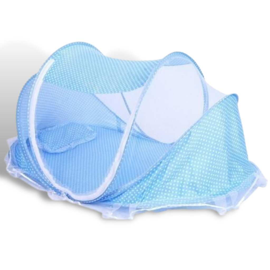 Rede anti-mosquito portátil para bebê Yks, acessório para berço infantil, em cor azul, proteção contra insetos para o sono do bebê.