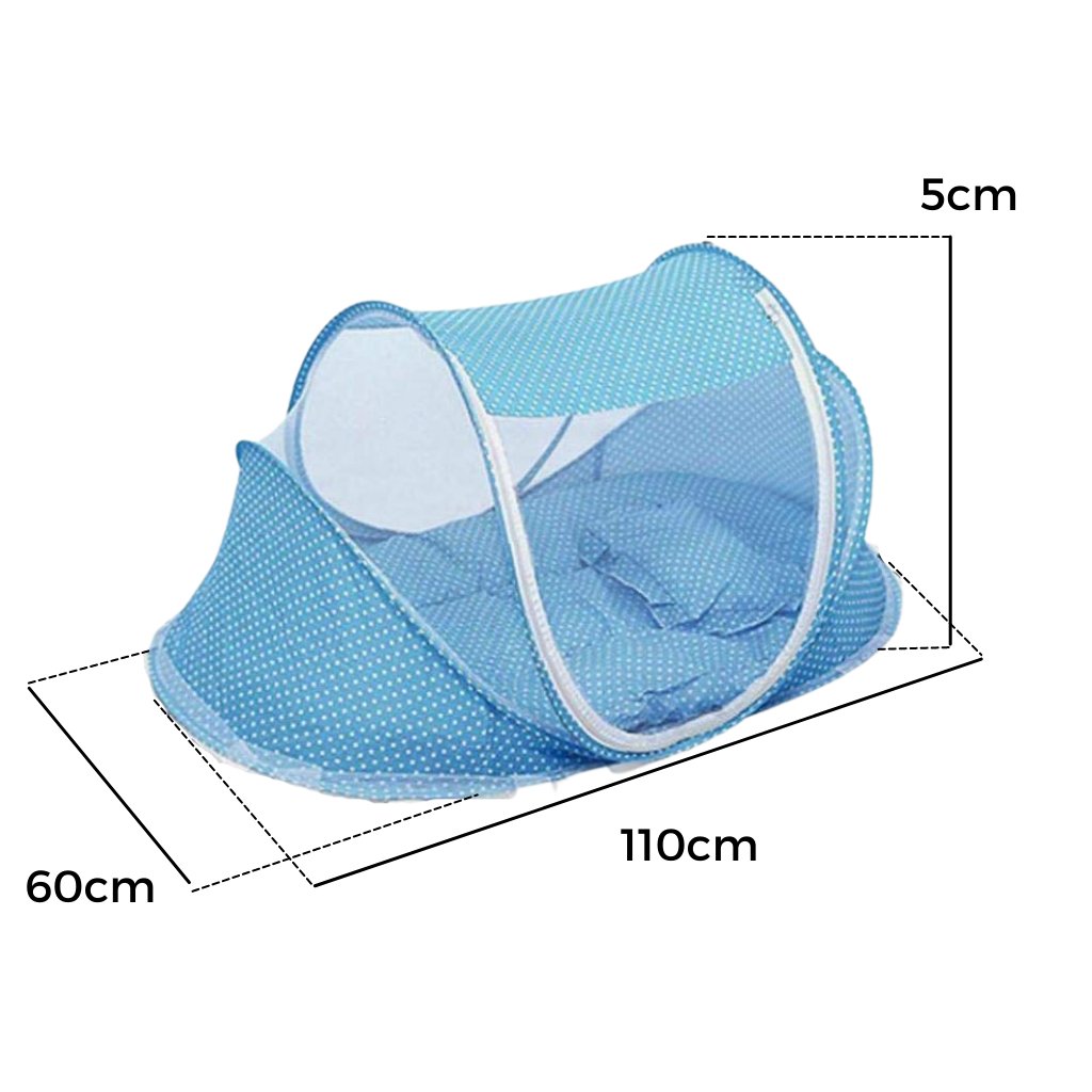 Capa portátil anti-mosquito para berço de bebê da marca Yks, feita de tecido leve e transparente para proteção contra insetos.