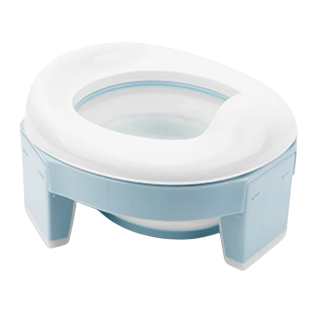 Pot de apprentissage 3 em 1 para bebês da Baby Trend, pot pliable azul para treinamento e diversão infantil.