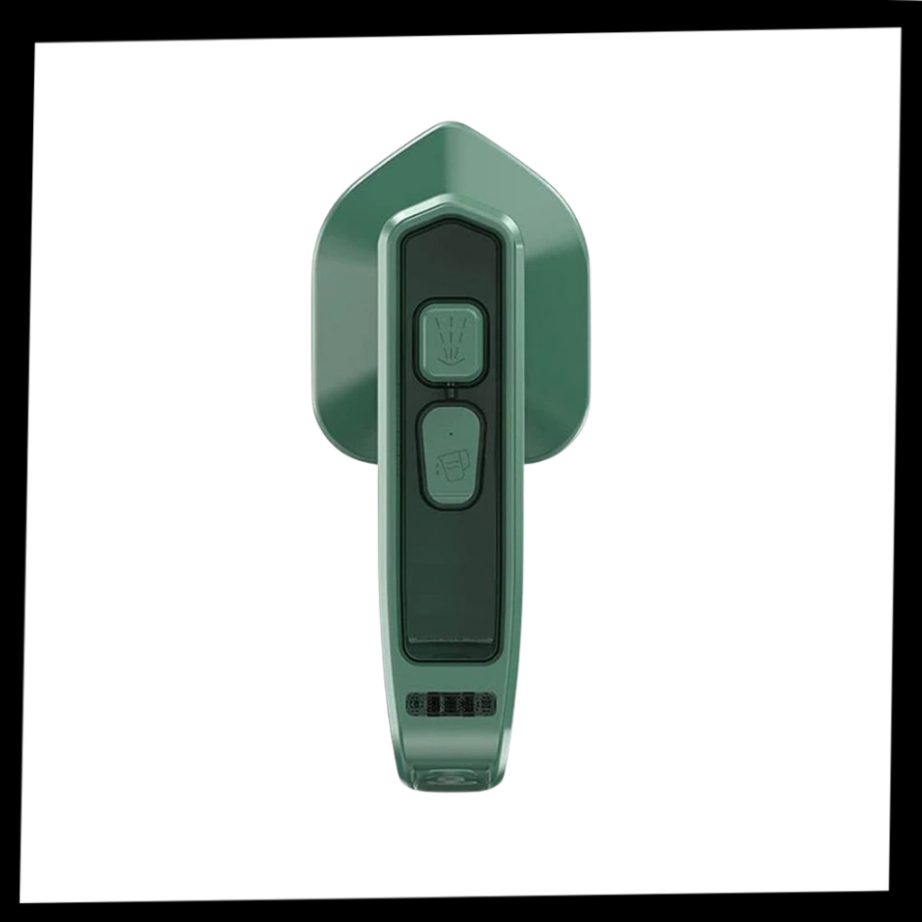 Mini fer a vapor Wepro, acessório para aparelhos de lavanderia, mostrado na embalagem com detalhes do produto.