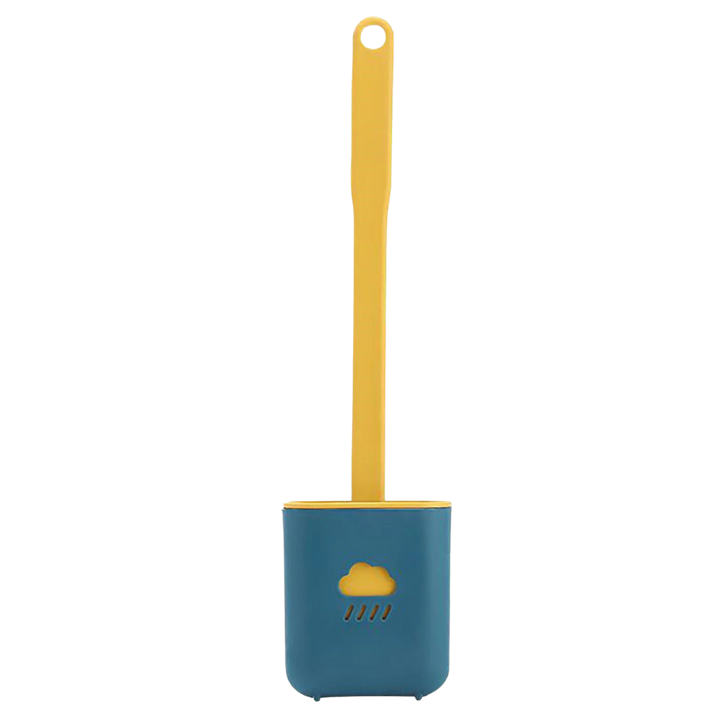 Escova de banheiro de silicone amarela da Dengmore com suporte protetor, design moderno e resistente para higiene eficaz