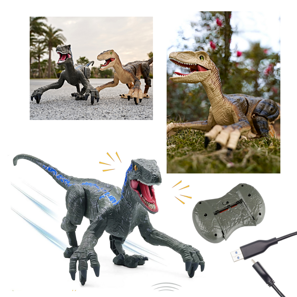 Dinosaurio de brinquedo controlado por rádio, acessório para veículos radiocommandados, marca Banggood, com bateria.