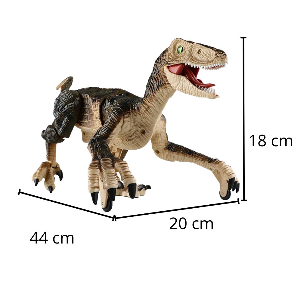 Dinossauro de brinquedo controlado por rádio, acessório para veículos radiocommandados, marca Banggood, em destaque na imagem.