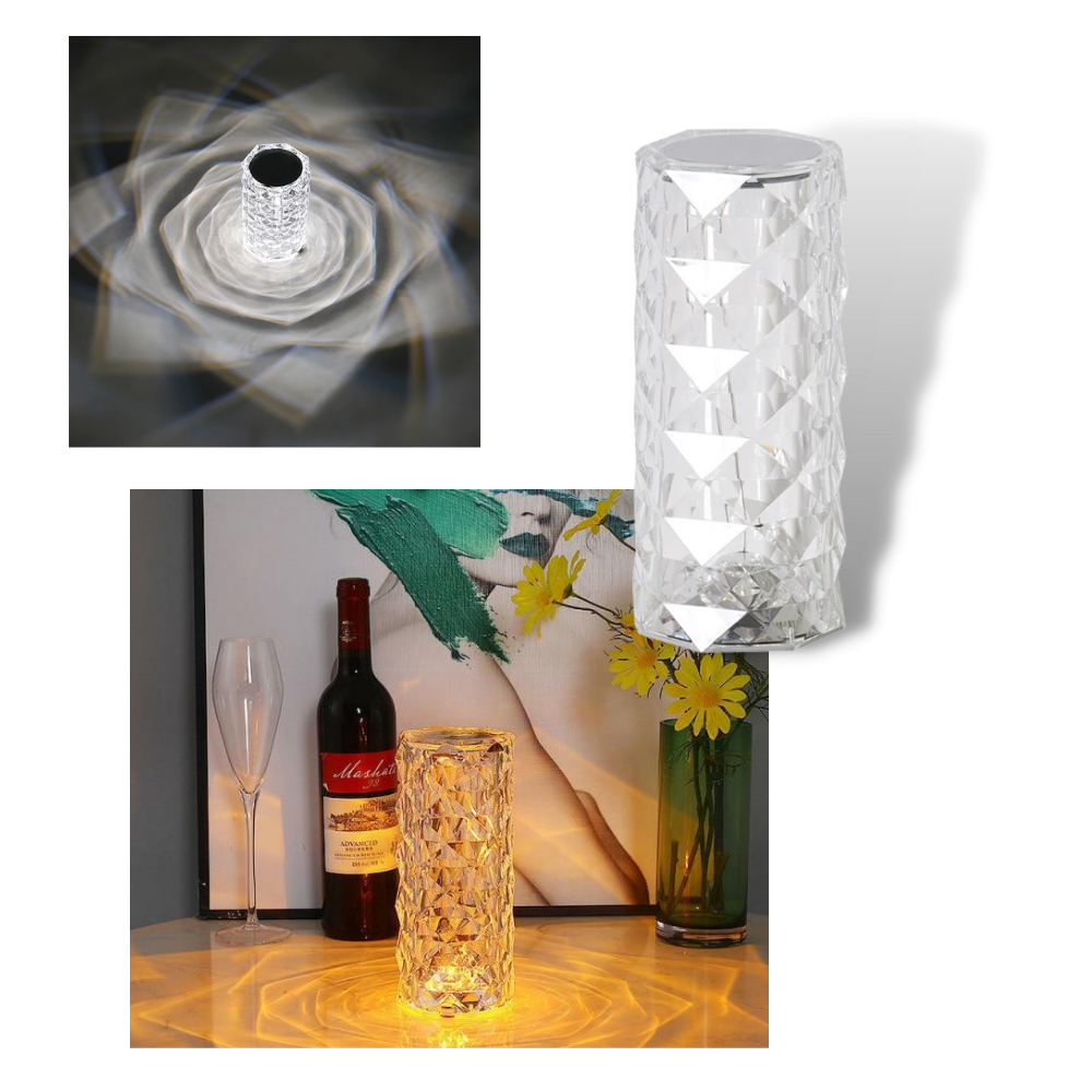 Lâmpada de luxo em cristal para mesa, design elegante com acabamento rosé, marca Thysbg73731100.