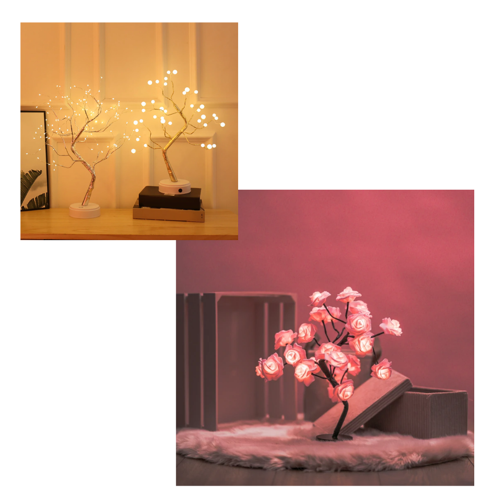 Lâmpada decorativa em forma de rosa, com flores artificiais, da marca Sunnimix, ideal para decoração de ambientes.