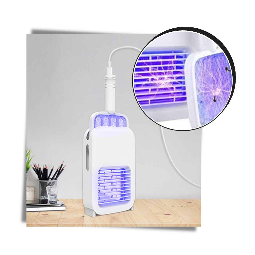 Raquete elétrica anti-mosquito recarregável da Smileol, para desinsetização, com design 2 em 1 e luz LED.