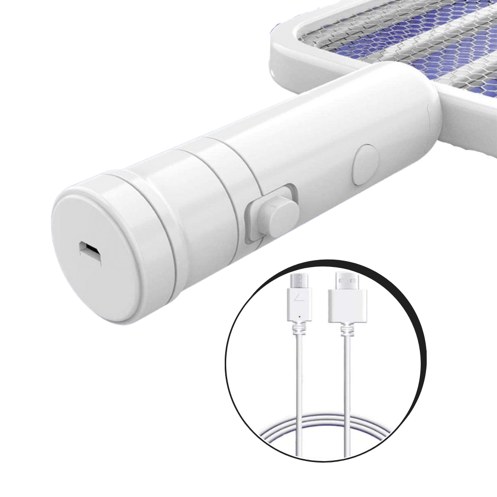 Raquete elétrica antimosquito recarregável da Smileol, dispositivo de desinsetização portátil com bateria USB.