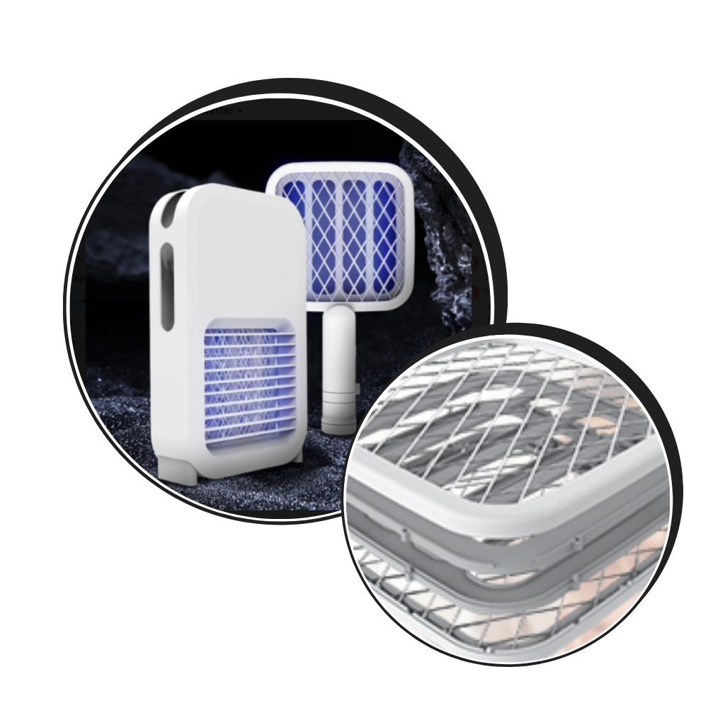 Repelente elétrico portátil da Smileol, raquete anti-mosquito recarregável com luz LED para desinsetização eficaz.