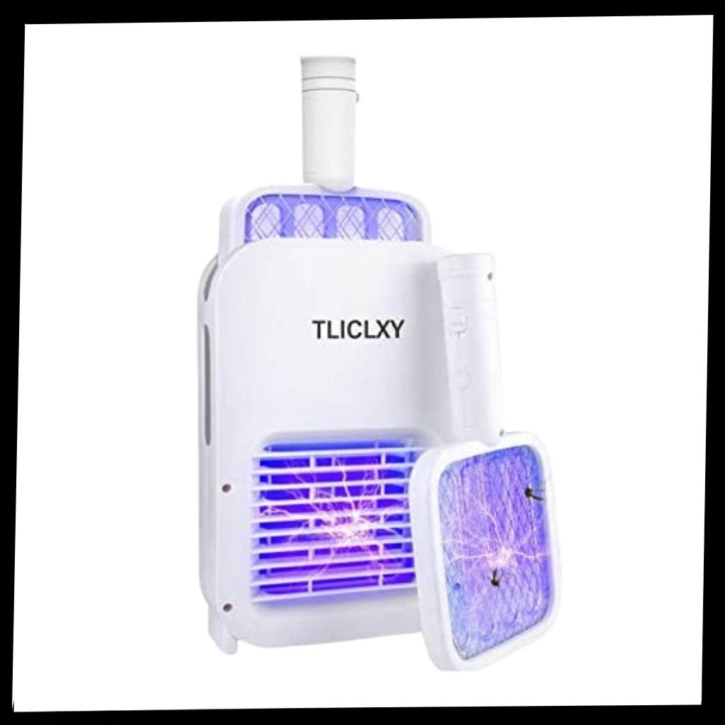 Raquete elétrica anti mosquito recarregável Smileol com luz LED para desinsetização, incluindo carregador USB.