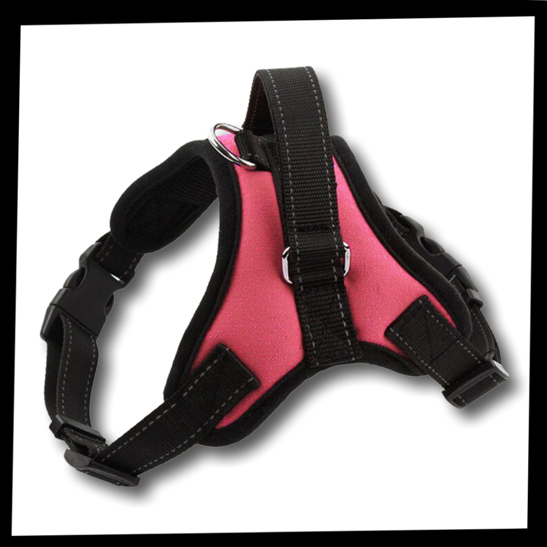 Harnais ajustável refletivo para cachorros da Magicfly, feito com material confortável e seguro para passeios ao ar livre.