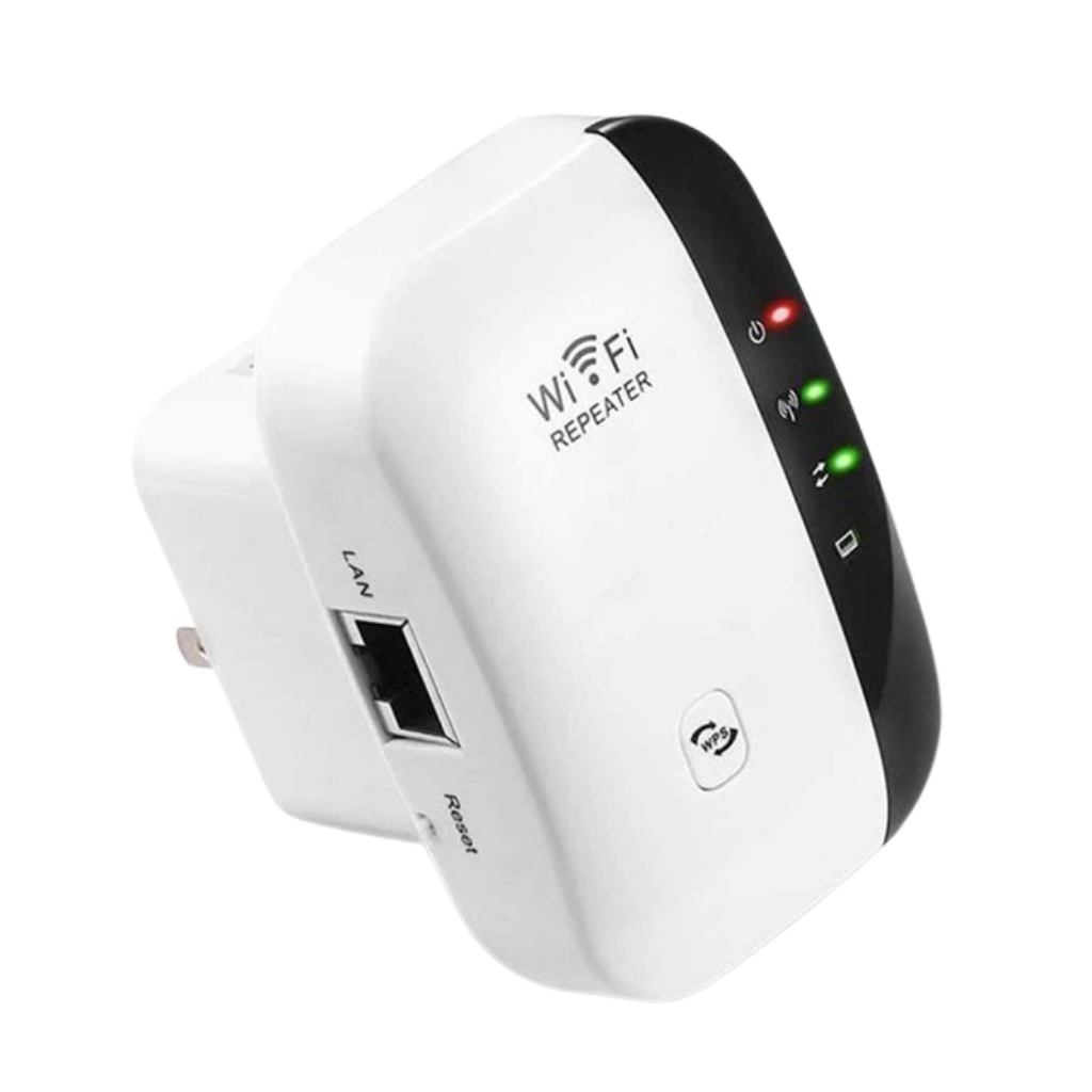 Amplificador de sinal WiFi portátil Easyidea com antena e painel de controle para melhorar a conexão de internet.