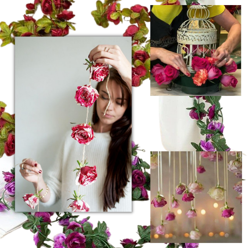 Guirlanda de rosas artificiais da Eastjing, com flores decorativas de aparência realista, ideal para decoração de ambientes.