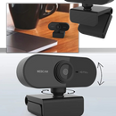 Webcam USB HD 1080p Dp-Iot com microfone e ângulo ajustável, câmera rotativa para videoconferências e streaming.