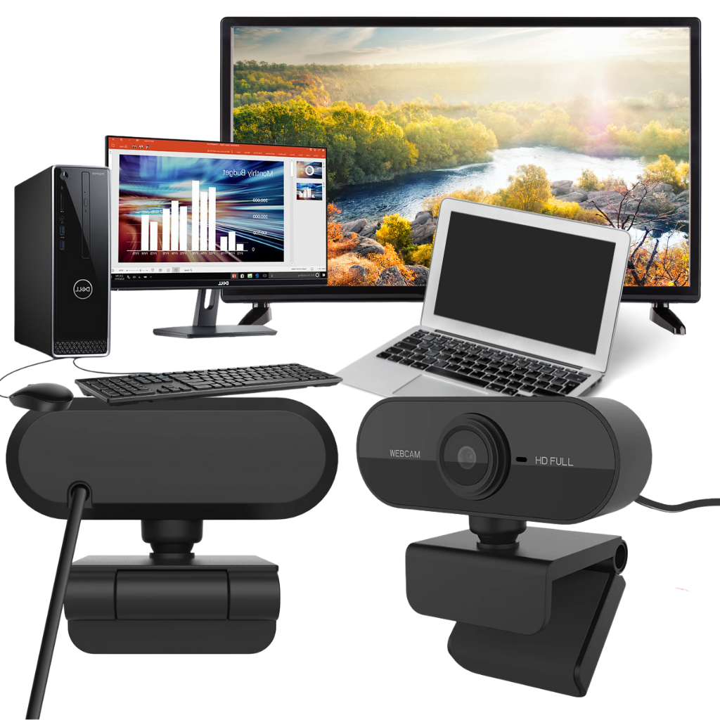 Webcam USB HD 1080p rotativa com microfone, compatível com múltiplas funções, marca DP-IOT