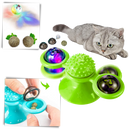 Brinquedo para gato Jandel com moinho de vento rotativo e escova, acessório de brinquedo para entretenimento e higiene do pet.