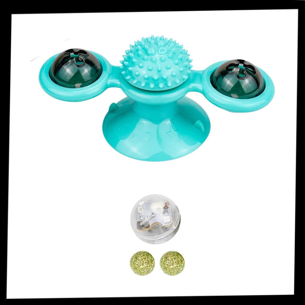 Brinquedo para gato Jandel, moinho de vento rotativo com escova, estimulante e divertido para entretenimento de pets.