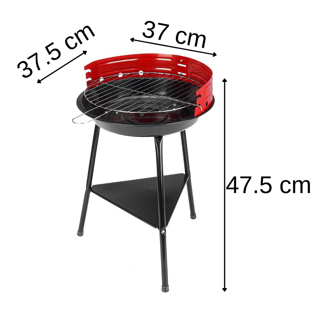 Churrasqueira portátil redonda a carvão de madeira para churrasco, eletrodoméstico de cozinha da Onlinegymshop, vista superior.