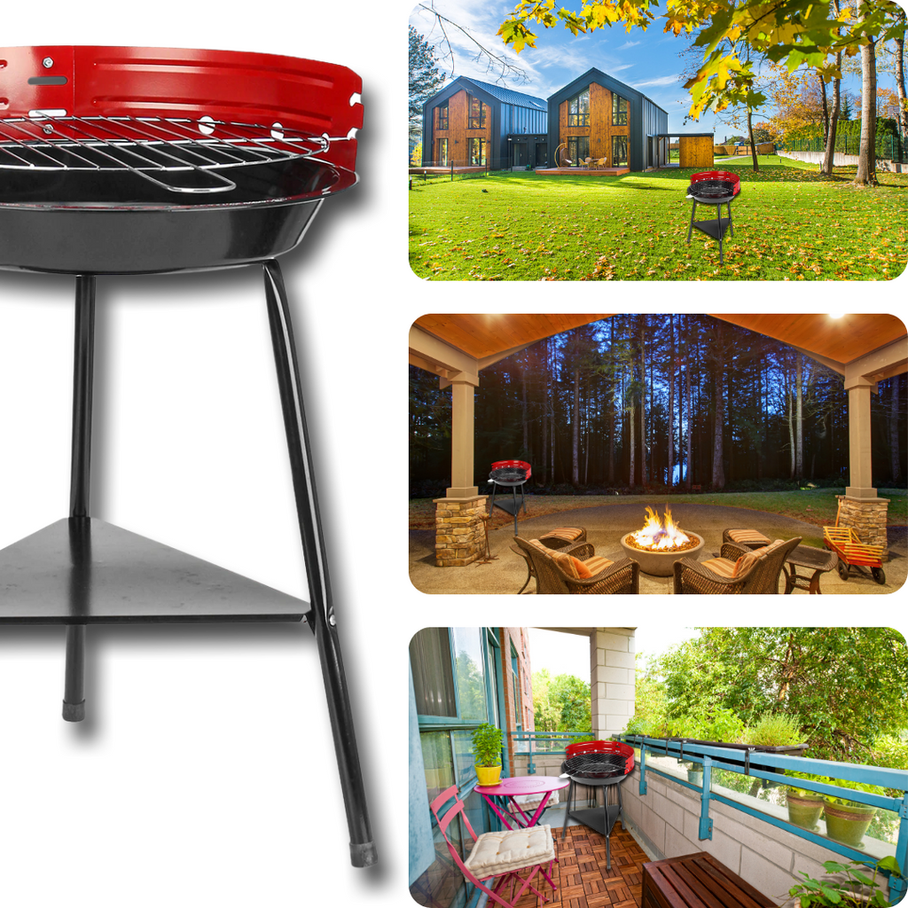 Churrasqueira portátil de carvão redonda para churrasco, compacta, ideal para cozinhas e eventos ao ar livre, da marca Onlinegymshop.