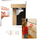 Conjunto de 4 fechaduras magnéticas de segurança para armários, ideal para proteger bebês e crianças pequenas.