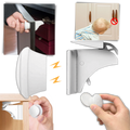 Conjunto de 4 ferrolhos magnéticos de segurança para armários, ideal para proteção infantil, marca Mafanikio, visual do produto.