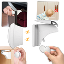 Conjunto de 4 ferrolhos magnéticos de segurança para armários, ideal para proteção infantil, marca Mafanikio, visual do produto.
