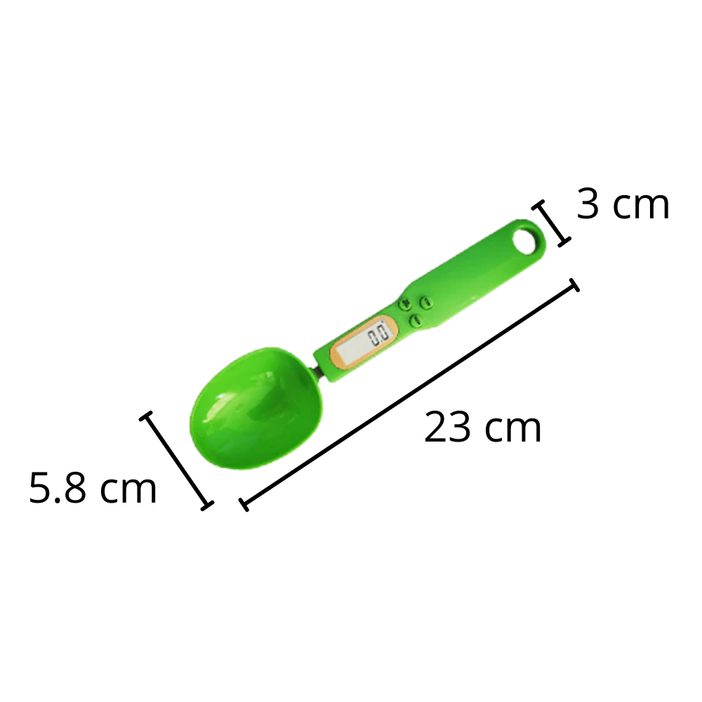 Cucchiare di misura con display LCD, utensile da cucina generico per pesare ingredienti con precisione e facilità.