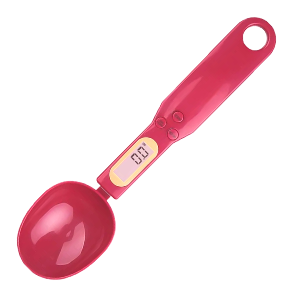 Colher de medição com balança, utensílio de cozinha com tela LCD, cor rosa, marca genérica.