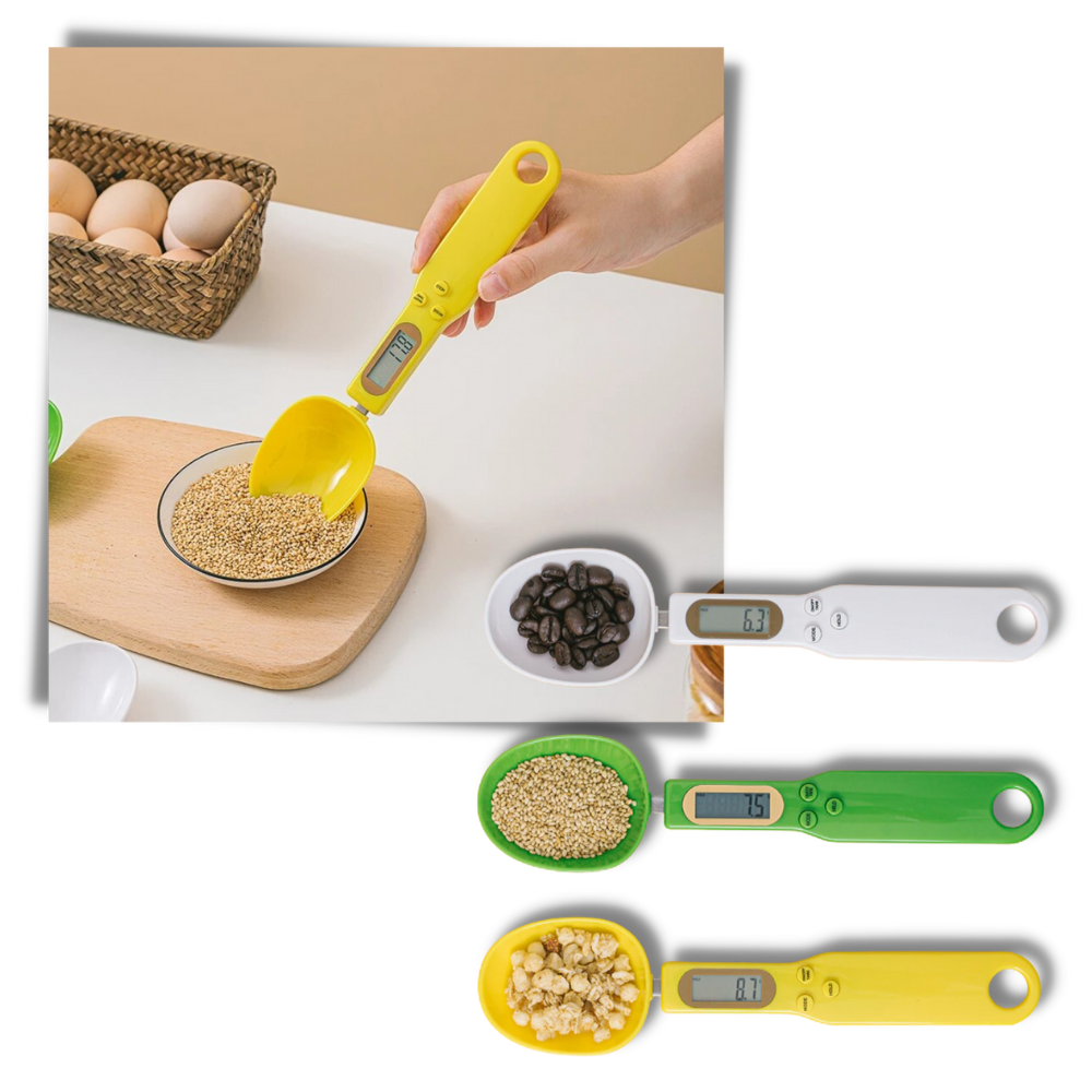 Colher de medição com balança e tela LCD da marca Genérica, utensílio de cozinha para pesar ingredientes com precisão.