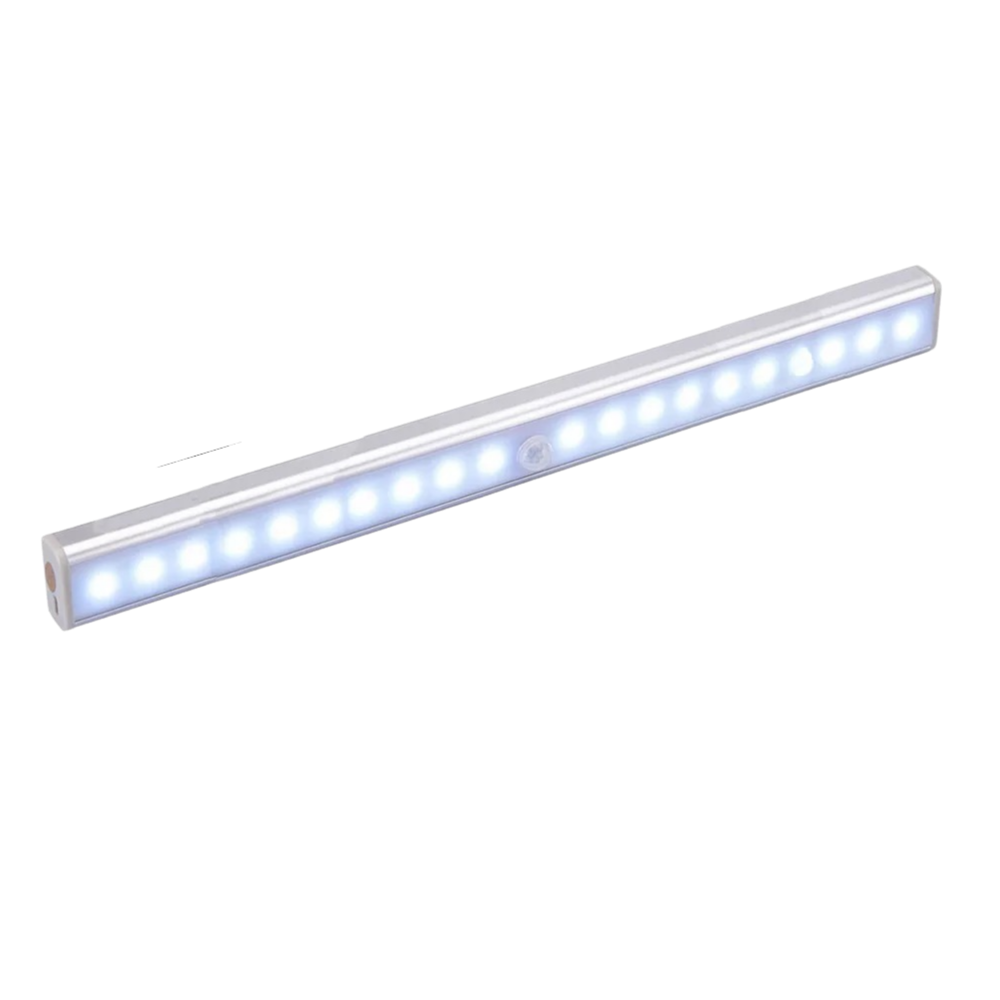 Luminária LED magnética Seenda com sensor de movimento, 30cm, iluminação branca suave, instalada em parede.