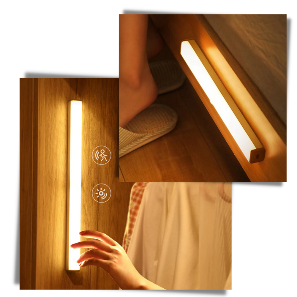 Luminária LED magnética Seenda com sensor de movimento, iluminação eficiente e fácil instalação para ambientes internos.