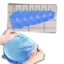 6 tampas de silicone extensíveis Happybear para armazenamento de alimentos, adaptáveis e flexíveis para diferentes potes.