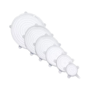 Conjunto de 6 tampas de silicone extensíveis para armazenamento de alimentos, transparentes, da marca Happybear